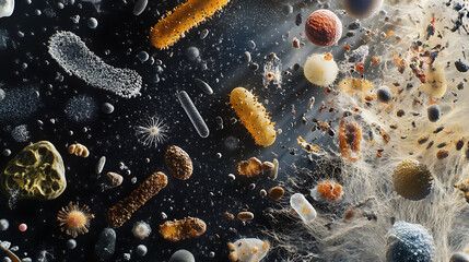 Microscopic View of Diverse Microorganisms and Particles in Water