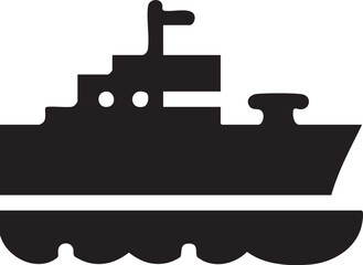 Obraz premium stylized black and white silhouette of a ship on the water.