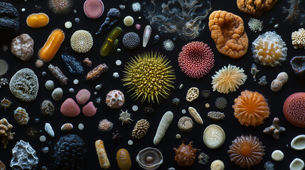 Diverse Array of Marine Organisms and Microscopic Life Forms