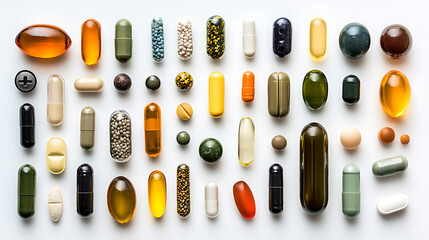 An Array of Colorful Medications and Supplements Neatly Arranged