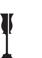 stark silhouette of a decorative pillar stands against a plain white background.