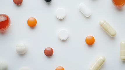 Assorted Medications and Supplements on a White Background