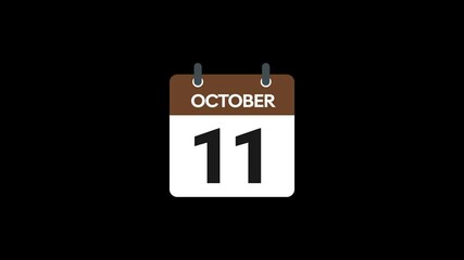 Date 11 October animation without background or transparent