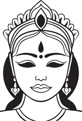 serene female figure wears a decorative headdress and adornments.