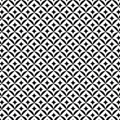 Black and white vector seamless pattern with small diamonds , star shapes ,rhombuses .Abstract black and white geometric texture .Simple minimal wide repeat background .	
