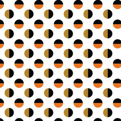 Abstract geometric black and orange half circle seamless pattern.