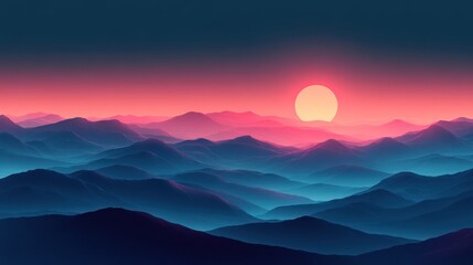 Fototapeta premium Sunset over the majestic mountains, a vibrant spectacle of nature's beauty.