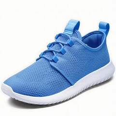 Modern lightweight blue running shoe with white sole on a clean background