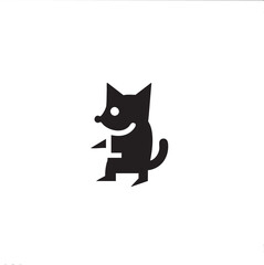 Fototapeta premium stylized black fox figure stands playfully with a joyful expression.