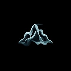 A modern vector illustration of a mountain in an abstract, wavy form with cool gray-blue tones on a black background. Ideal for logos, nature-themed branding, minimalist designs, or adventure concepts