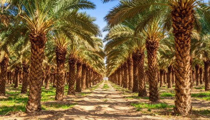 Fototapeta premium Scenic Palm Tree Orchard Lined Path