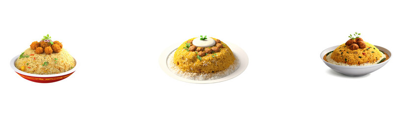 Biryani food Indian isolated transparent background 