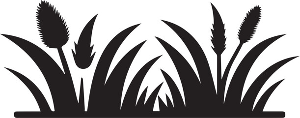 Silhouette garden grass vector illustration