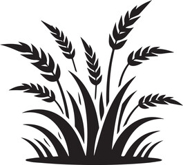 Silhouette garden grass vector illustration