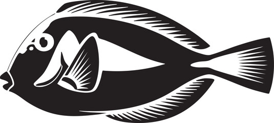 stylized silhouette of a tropical fish swims gracefully.