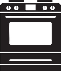 Obraz premium simple black oven stands with a rectangular door and control knobs.