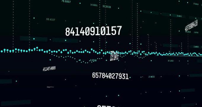Opening grid starting main number shifting down, updating above turquoise wave visualizing trends