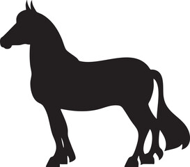 Obraz premium black silhouette of a horse stands proudly.