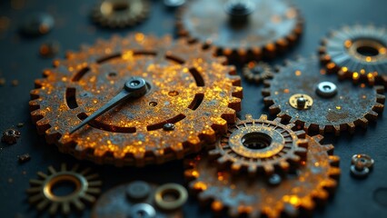 Close up view of mechanical gears