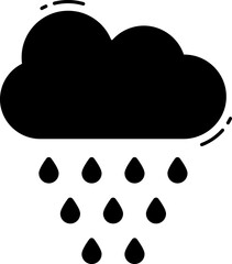 Dark cloud raining heavily creating puddles on the ground during a stormy weather pattern, conveying a sense of gloom and wetness.