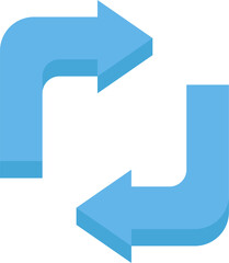 Blue arrows rotating in a circular motion representing the concept of recycling and sustainability on a clean white surface, symbolizing ecofriendliness and renewal.