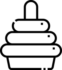 Simple stacking toy sits on a white surface, representing childhood play and development in a minimalist style.