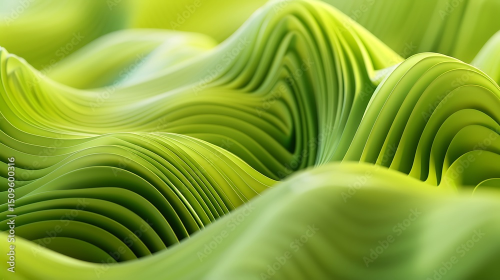 Poster abstract green wave pattern with smooth texture and gradient background