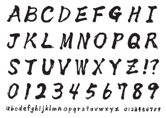 筆書きの黒いアルファベットと数字