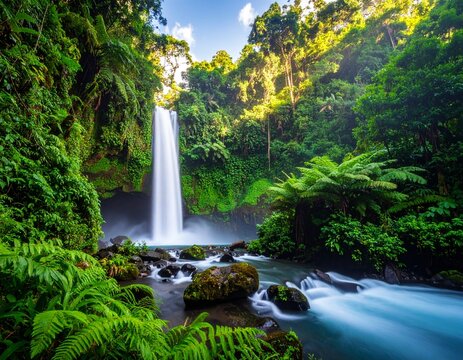 Sendang Gile waterfall is a stunning waterfall on Lombok, Indonesia