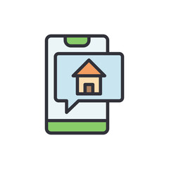 Smartphone Showing House Icon For Real Estate Or Property Concept