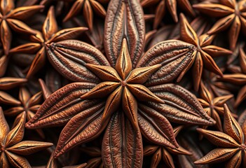 Endless contour star anise pattern, brown hues; coffee/wine spice, earthy tones, ingredient