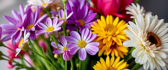 Fototapeta premium vase filled with lots of different colored flowers