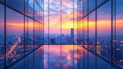 Obraz premium Modern city skyline view from a high-rise office