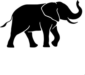 vector black and white elephant silhouette