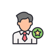 Successful Employee Icon With A Star On Transparent Illustration