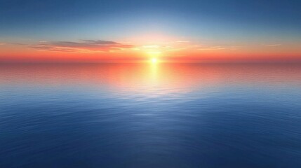 Fototapeta premium Vibrant Ocean Sunset with Soft Clouds Reflecting Orange and Blue Hues