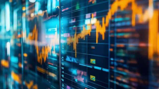 Digital stock market graph with fluctuating financial data, symbolizing fintech, trading algorithms, and artificial intelligence in real-time investment analysis - Powered by Adobe