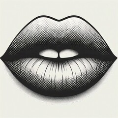 Graphic halftone lips illustration - perfect for editorial use