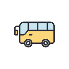 Stylized Yellow Bus Icon With Simple Design And Transportation Concept