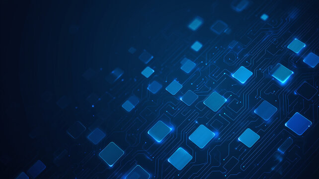 abstract tech blue background with transparent squares