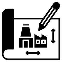 Factory Blueprint outline mixed icon