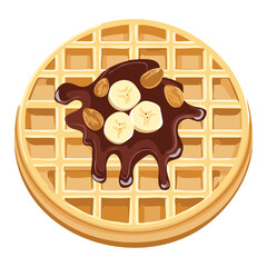Chocolate banana slices waffle - vector illustration