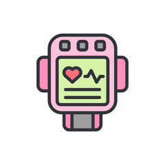 Stylized Smartwatch Displaying Heart Rate And Vital Signs Data