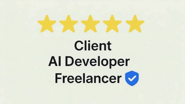 Five star rating client AI developer freelancer badge trust verified shining bright success achievement satisfaction