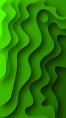 abstract  green  paper cut wave background