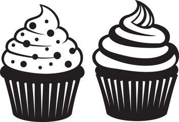 Baked cupcakes sweet icon silhouette vector illustration