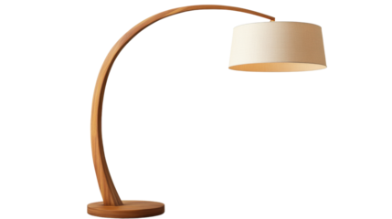 modern wooden arc floor lamb on white background