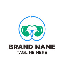 Minimalist Organic Renal Care Circulation Emblem with Green Leaves Logo Design