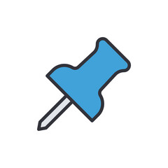 Blue Pushpin Isolated On Transparent Background With Precise Details