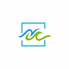 Simple Abstract Wave Inside Square Frame Symbol Branding Element Design